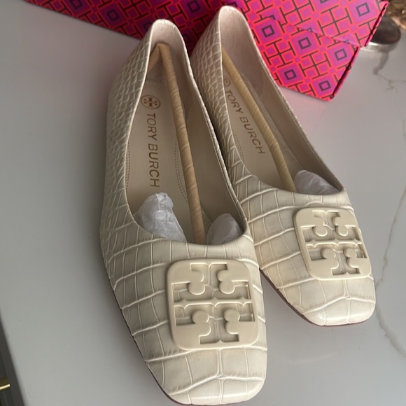 Georgia Square-Toe Croc-Embossed Leather Ballet Flats - Picture 5 of 5